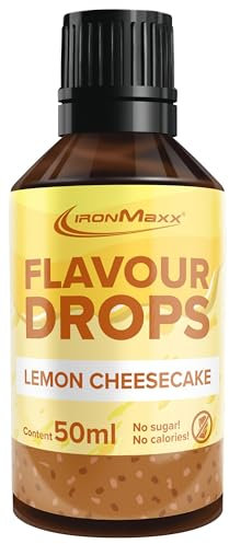IronMaxx Flavour Drops - Lemon Cheesecake 50ml | kalorienfrei & zuckerfrei | vegane Aromatropfen zum süßen von Lebensmitteln | praktischer Tropfer-Verschluss