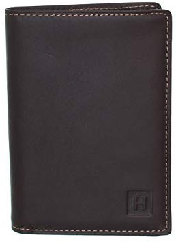 Hexagona - Portefeuille européen 2 Volets - Compatible Cartes de crédit, CNI et permis de Conduire - pour Homme - Collection Félin - Marron - en Cuir