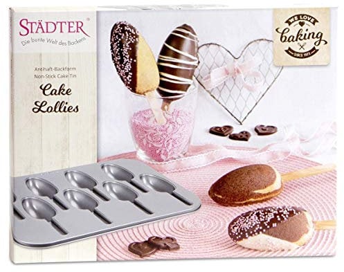Städter 661066 We Love Baking Backform Cake Lollies, Metall, Silber, 35 x 27 cm
