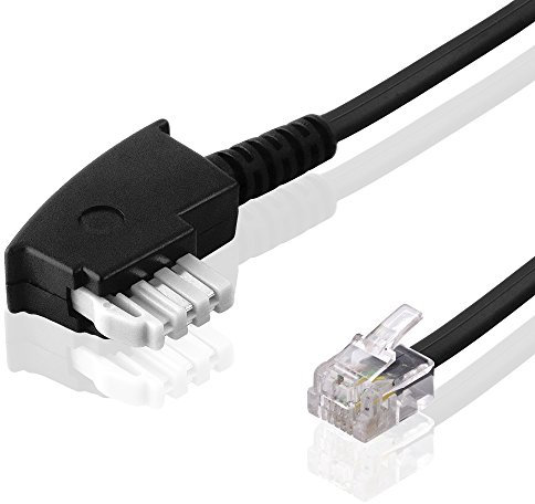 BestPlug 15 Meter Fax-Kabel, TAE-N Stecker auf RJ11 Stecker, Schwarz (verbesserte Ausführung v6.0)