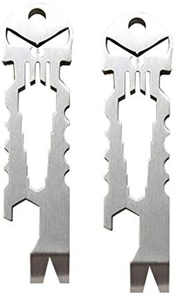 WING Titanium Punisher ouvre Bouteille Pocket Pry Bar clé Multi Outil de Survie chaîne clé Tactique Barre de Levier, crâne Porte-clés ouvre Bouteille pour la randonnée Camping, Outils à Main, 2pcs