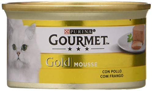 Gourmet Purina Gold Mousse, Nassfutter für Katzen mit Huhn, 24 Dosen à 85 g