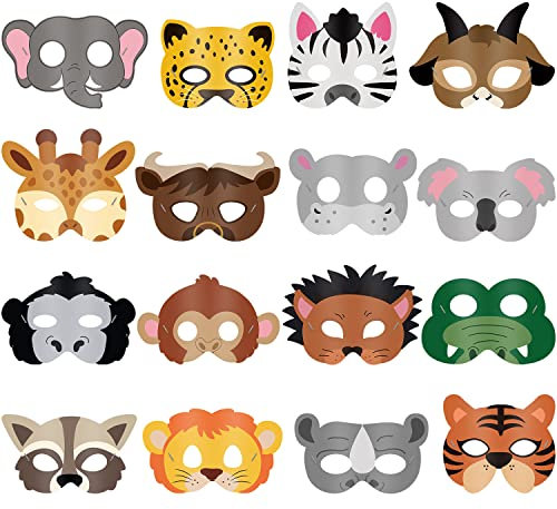 Blulu Tiermasken Partyzubehör Tiermasken für Kinder Dschungel Safari Thema Geburtstag Verkleiden Partyzubehör