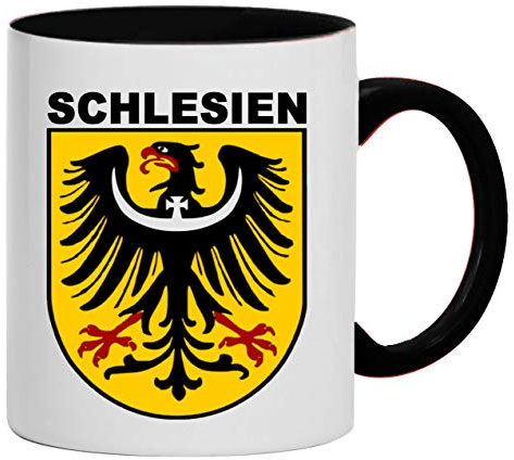 Wappen Schlesien Tasse Kaffeebecher Keramik, 330 ml Inhalt | Weiß/Schwarz