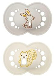 MAM Original Schnuller im 2er-Set, aus Skinsoft Silikon mit Schnullerhülle, 6-16 Monate, neutral