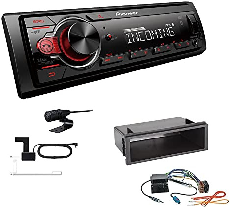 Pioneer MVH-330DAB 1 DIN Autoradio DAB+ Bluetooth USB AUX passend für Volkswagen VW Polo 9N bis 2009 schwarz mit Quadlock