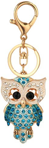 Amosfun Schlüsselanhänger mit Eulen-Motiv, aus Metall, mit Strasssteinen, praktisches Accessoire für Partys
