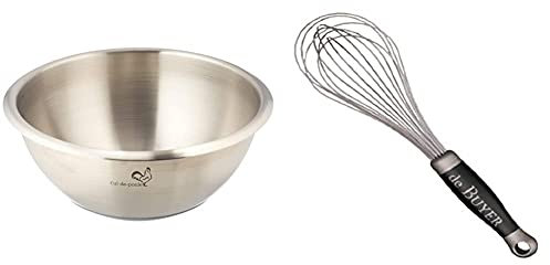 DE BUYER -3373.20 -Bassine 1/2 sph. Inox Fd Silicone ø 20 & 2610.25 -fouet professionnel fils inox goma 25cm