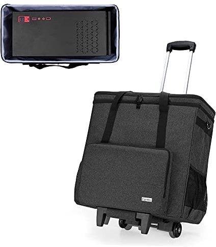 CURMIO Reisetasche für Desktop-Computer, Gehäuse Tasche mit Abnehmbarem Trolley, Tragetasche für Tower PC, Tastatur, Kabel und Maus, (Keine Zubehör Enthalten), Schwarz