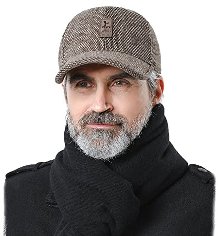 CLAPE Wool Baseball Cap Schildkappe Old School Style Dad Hat Winter Cap Herren Outdoor Visor Sport Hat Wintermütze Warme Kappe with Ear Flaps