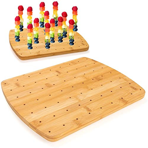 Bamboo Food Skewer Holder Appetizer Fruit Skewer Pick Stand and Barbecue Display - Perfect for Catering Supplies Buffet Cocktail Parties, Charcuterie Board for Entertaining and Serving