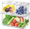 Hossejoy Set of 3 Fridge Organizer Stackable Refrigerator Organizer Bins with Vented Lids, Food Storage Containers with Removable Drain Tray，Kitchen Refrigerator Freezer Organizer Keeper