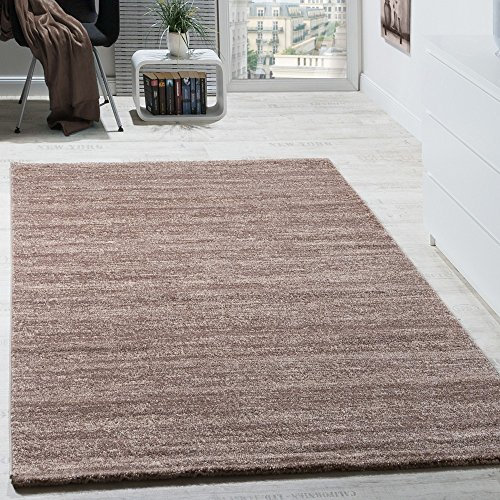 Paco Home Teppich Wohnzimmer Kurzflor Modern Meliertes Muster Einfarbig, Grösse:70x250 cm, Farbe:Beige