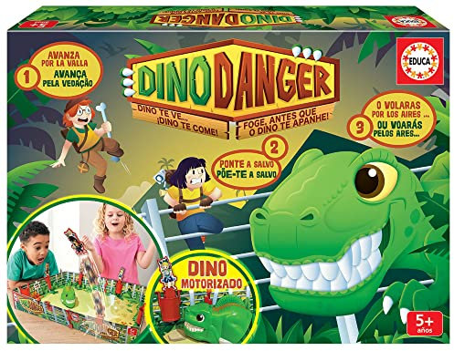 Educa - Divertido y emocionante Juego de Mesa Infantil | Dino Danger. Juego de Tablero. Escapa del Dinosaurio y Evita Que te Coma (19450)