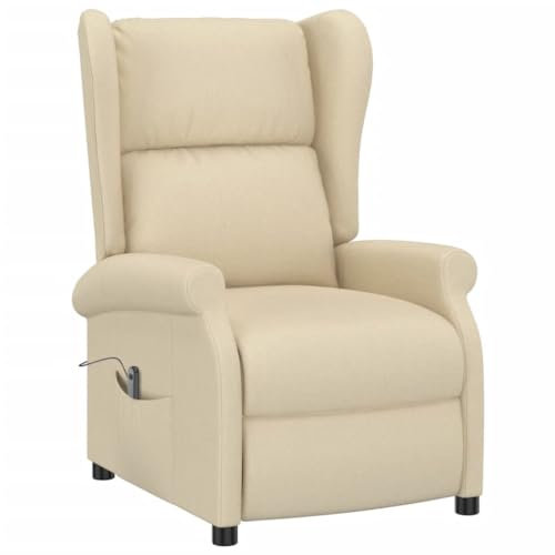 vidaXL Ohrensessel, Relaxsessel mit Liegefunktion, Verstellbar Elektrisch Sessel, Fernsehsessel Polstersessel Liegesessel, Creme Stoff