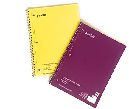Pen + Gear 1 Subject Notebook, Wide Ruled, 70 Sheets (Yellow & Purple)