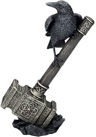 Thors Hammer Figur mit Rabe Wikinger Odin Deko