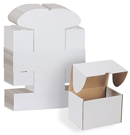 RLAVBL 25 Stück weiße Versandkartons mit den Maßen 15,3 x 10,2 x 10,2 cm für den Versand von kleinen Gegenständen, Spielzeug und kleinen Geschenken