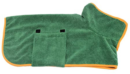Mikrofaser Hundebademantel Saugfähig Hunde Bademantel Schnelltrocknend Hundehandtuch Haustiere Badetuch Badehandtuch für Kleine Mittlere Große Hunde,Verwendet nach dem Baden,Schwimmen,Regen Grün XS