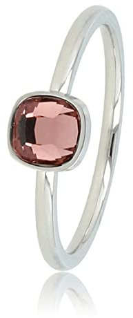 Feinsilberner Aufsteckring mit quadratischem rosa Glasstein- Stylischer Ringe für Damen mit farbiger Stein - Bleibt schön und Verfärbt nicht - Stapeln Ringe - mit Luxuriösen Geschenkverpackung