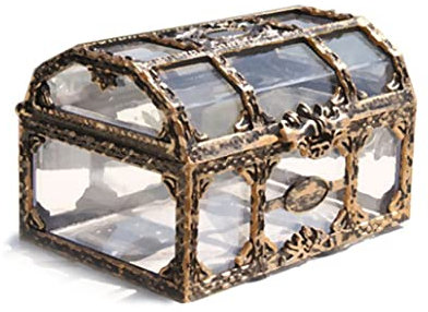 1 x Schatztruhe Schatzkiste Kunststoff Schatztruhe Kunststoff Transparent Piraten Schatzkiste Truhen Andenken Aufbewahrungsbox Bitcoin Aufbewahrungsbox Mini Schmuckorganizer für Kinder und Erwachsene.