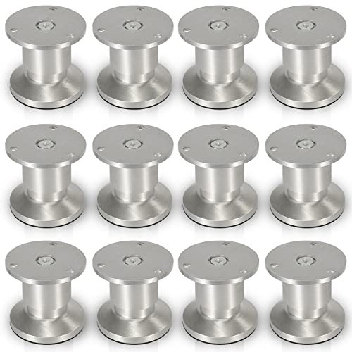 Joparri 12x Aluminium Möbelfüße Höhe 60mm, Möbelbeine Belastbar bis 250 Kg, Runde Tischfuß Sofafüße, für Möbel Küchenschränke