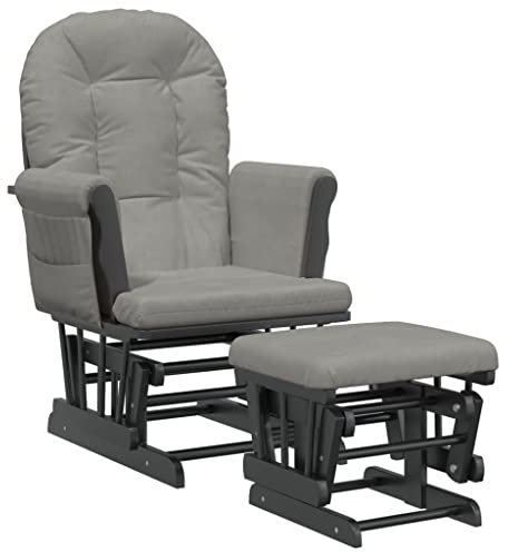 vidaXL Schaukelsessel mit Hocker, Schaukelstuhl für Kinderzimmer Schlafzimmer Wohnzimmer, Relaxsessel mit Gleitfunktion, Gleitender Schaukelsessel Relaxstuhl, Hellgrau Stoff