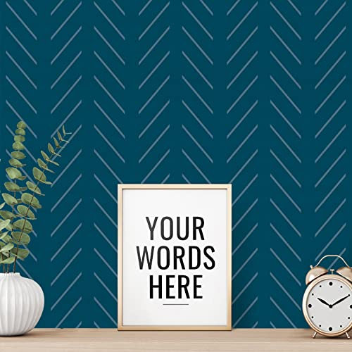 Erfoni Papier peint autocollant moderne à chevrons pour salle de bain, 45 x 300 cm, motif géométrique amovible, bleu et blanc