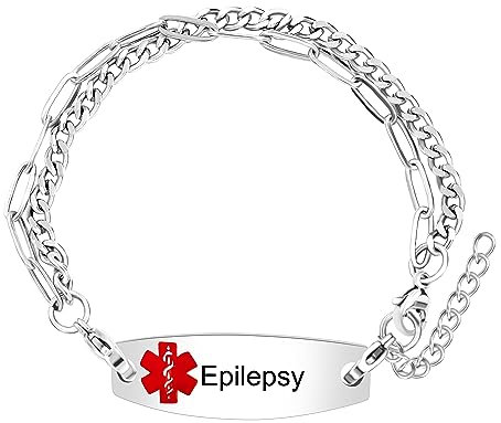 Uloveido Personalisiertes Notfall-Armband für medizinische Notfälle, verstellbar, zweilagig, Gliederkette, Armband für Damen und Herren, M, Metall, Kein Edelstein