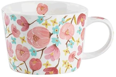 Kaffeetassen & Becher Romantisches Tassen-Set, 8,8 Unzen Keramik-Kaffeetasse, bedruckte Kaffeetasse, multifunktionale Frühstückstasse, tolles Geschenk for Familienfreunde Geschenk(Color:Pink)
