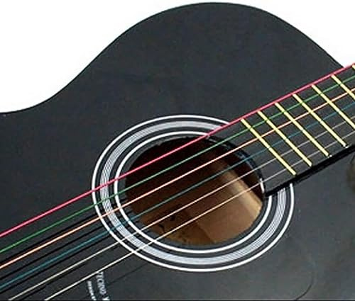 6 Stück Regenbogenfarbene Stahlsaiten für 6-saitige Gitarre, Gitarrensaiten, Akustikgitarrensaiten, Ersatz-Stahlsaiten für Akustikgitarre, bunte Akustikgitarrensaiten