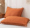 Freyamy Böhmen Kissenbezug 80x80cm 2er Set Karamell Quaste Fransen Boho Chic Kopfkissenbezug Gewaschene Microfaser Kissenhülle Luxus Mädchen Bohemian Kissenbezug mit Reißverschluss