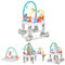 COSTWAY 4 in 1 Baby Spielzentrum, Spielmatte & Lauflernhilfe & Aktivitätstisch mit 3 verstellbaren Höhen, Spielzeugstange & Spieluhr, 360° drehbarer Hüpfstuhl Jumperoo klappbar für 0-24 Monate (Grau)