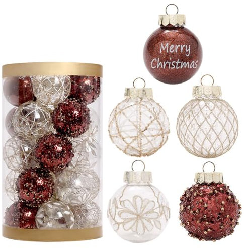 Molinter Weihnachtsbaumkugeln Weihnachtsbaum Anhänger Kugel Bruchfeste Christbaumschmuck Hochzeit Feiertag Deko 25 Stück (Braun+Gold)