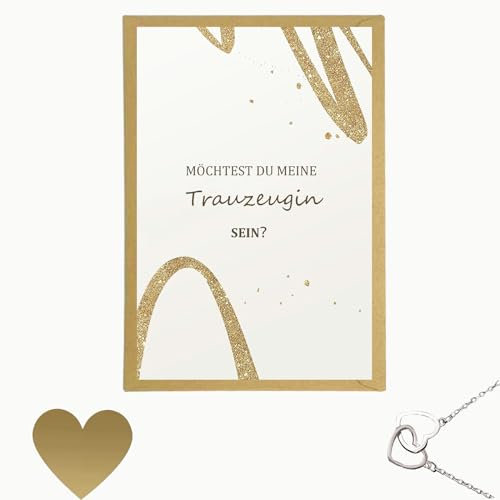 FZSECRIU Trauzeugin Fragen, Rubbellose，Willst Du Meine Trauzeugin Sein, mit Trauzeugin Armband, Hochzeitskarte, Verlobungsgeschenk mit Herz Armband