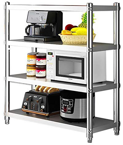 EurHomePlus 4 Böden Edelstahlregal Küchenregal Schwerlastregal Lagerregal, 120x40x150 cm Mikrowellenhalter Edelstahl Standregal RegalböDen