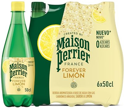 MAISON PERRIER Forever Agua mineral natural con Gas con Sabor Limón, 6 x 500 ml
