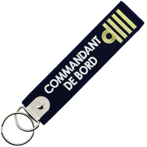 CLJ - Porte-clés - Commandant de Bord - Captain - Bleu Marine - Grades Aviation Civile - Élégance Française