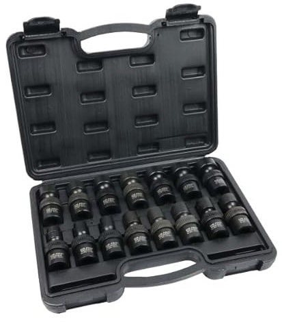 US PRO Industrial 15PC 1/2 dr 6pt Swivel Impact Shallow Wobble Socket Set 7565