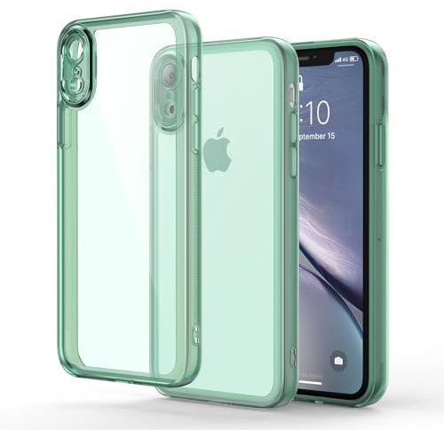 Honeyview Colored Clear Case for iPhone XR with Matte Border, Non-Yellowing, Shockproof, Armour Phone Cover for Apple iPhone XR - Green