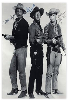 NWGACS John Wayne Dean Martin und Ricky Nelson, Autogrammposter auf Leinwand, Wandkunst, Dekordruck, Bild Gemälde für Wohnzimmer, Schlafzimmer, Dekoration, ungerahmt, 30 x 45 cm