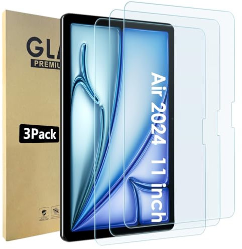 Bigqin 3 Pièces Verre Trempé Compatible pour iPad Air 11 2025 (M3)/Air 11 2024 (M2), Protection Écran Haute Définition Film de Protection en Verre Trempé
