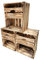 Vintage Holzkisten Obstkisten Weinkisten geflammt mit Ablagefach Schublade 50 x 40 x 30cm -Ideal zur Aufbewahrung und Organisation (3 x Regalfach Kurz)