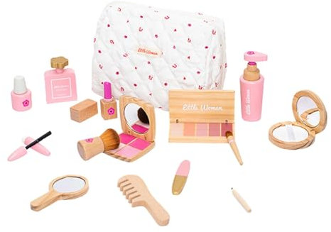 Maquillage Enfant Jouet Filles, Faire Semblant de Jouer Ensemble Beauté de Maquillage, Jouets de Maquillage en Bois Kits Jouets Cosmétiques pour Les Filles, pour Maquillage Cadeau Fille 3 4 5 6 Ans