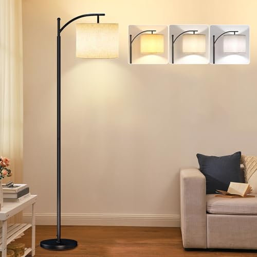 TONGLIN Lampadaire sur Pied Salon avec Ampoule LED 9W à 3 Températures de Couleur, Lampadaire avec Abat-jour Suspendu Réglable et Interrupteur au Pied, Lampe sur Pied pour Chambre, Bureau