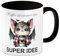 Fledermaus mit Kaffeebecher in schwarz Kaffeebecher in schwarz mit Spruch Kaffee ist immer eine super Idee niedliche süße Fledermaus Tasse mit großen Ohren fliegendem Tier mit