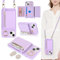 ELTEKER Cover compatibile con iPhone 13 Mini con Cordino Tracolla, Custodia in Pelle per iPhone 13 Mini con Porta Carte Portafoglio [Cinghia regolabile] [Slot per schede] - viola chiaro
