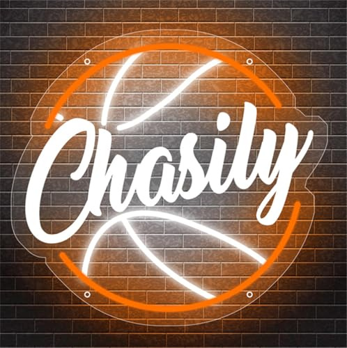 MYZQIFF Personalisierte Basketball LED Neon Nachtlicht Geschenk für Jungen, benutzerdefinierte Name Basketball Neon Zeichen für Wanddekoration, Männer Kinder Weihnachten Geburtstagsgeschenk
