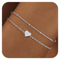 RMMD Armband Silber - 18K Weißgold Vergoldete Armband mit Buchstaben A Initiale Silber Armbänder Damen Schmuck Personalisiertes Geschenk für Frauen Mädchen