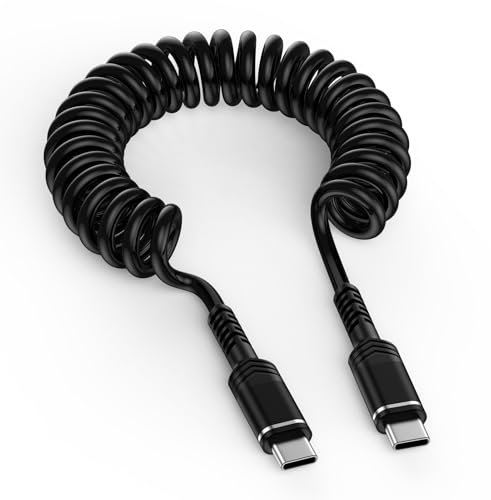 Cavo USB C PD 60W, [0.4M-1.8M] Spirale Cavo Tipo C 3A Cavo Ricarica Veloce per Samsung S25 S24 S23 S22 S21 A25 A13 A14 A15 A33 A53 A55 iPhone 16 15 iPad Pixel 9/8/7 Laptop